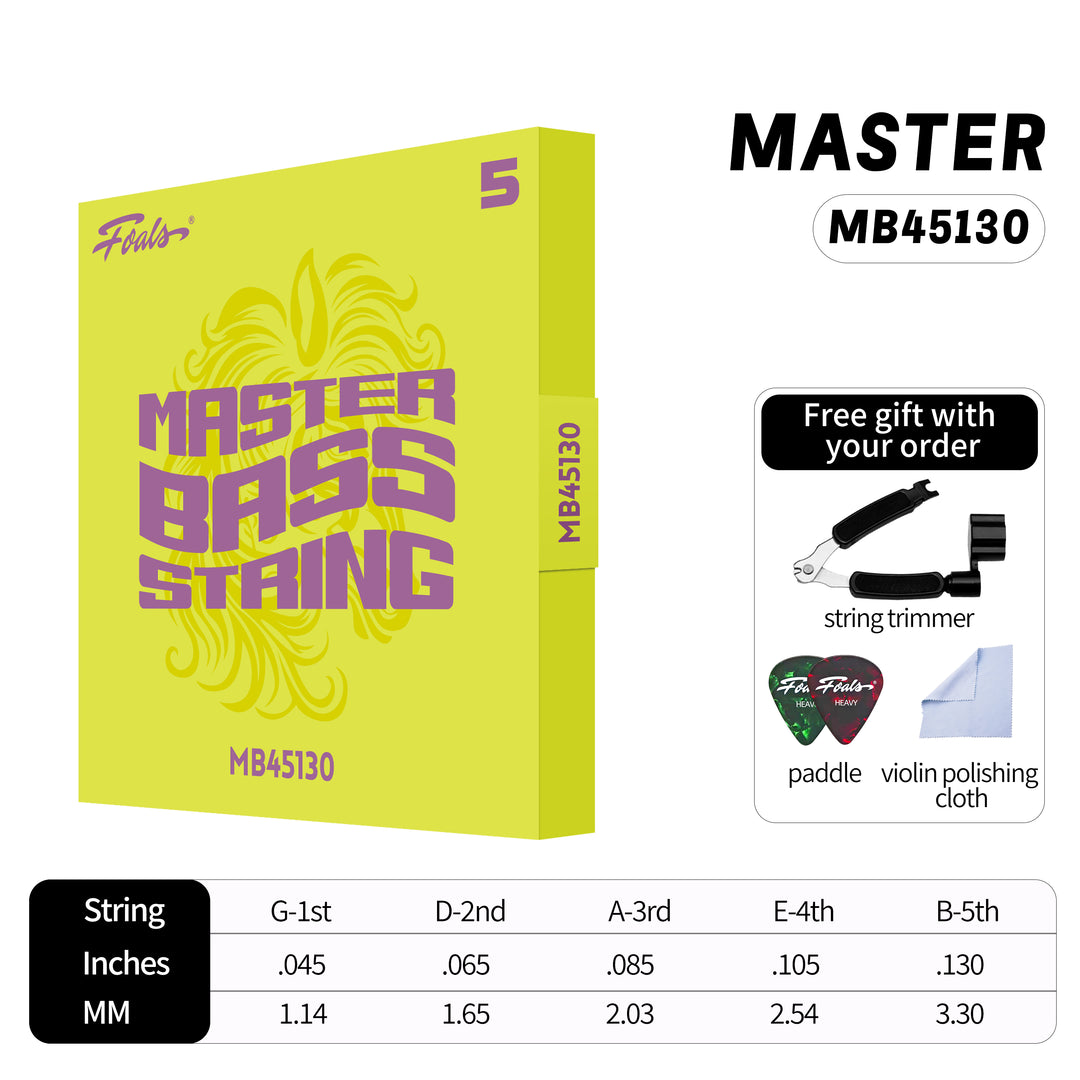 FOALS 45-130 Rust-Resistant Bass Strings - Deluxe Set for 4 & 5-String Electric Bass Guitars| Long-Lasting Quality