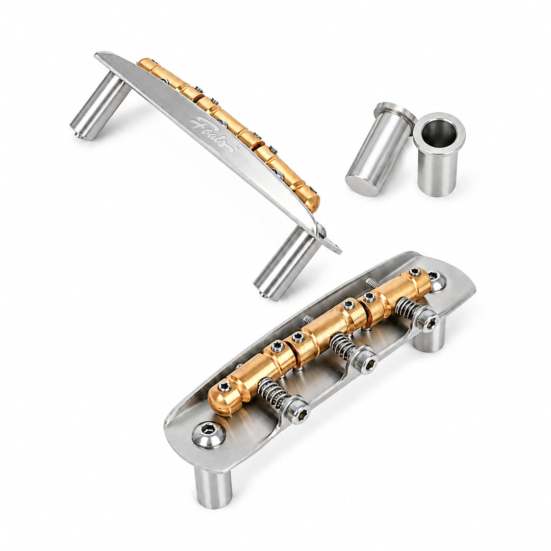 FOALS F4 Offset Guitar Bridge – Solid Brass Construction with Precision-Compensated Saddles for Enhanced Stability & Intonation