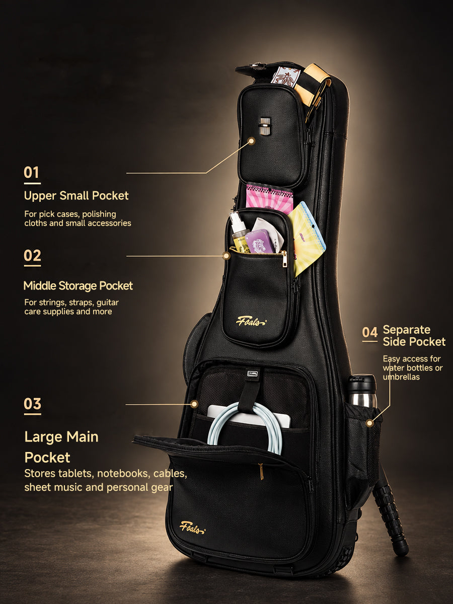 FOALS Master Series Premium Electric Guitar Gig Bag | 360° Reinforced Protective Case with Detachable Wheels