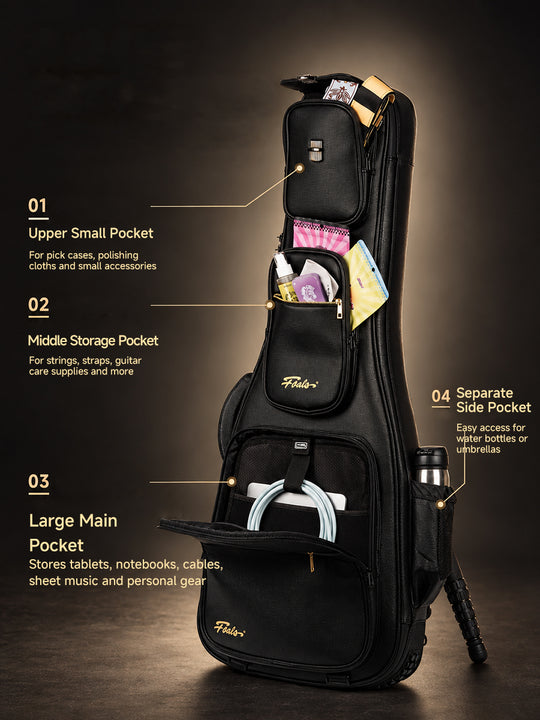 FOALS Master Series Premium Electric Guitar Gig Bag | 360° Reinforced Protective Case with Detachable Wheels