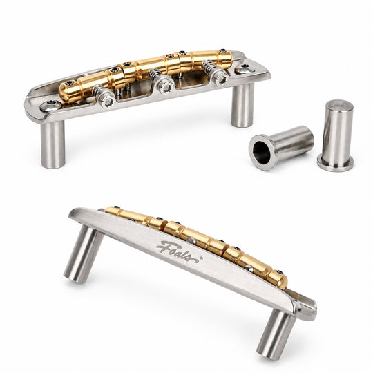 FOALS F4 Offset Guitar Bridge – Solid Brass Construction with Precision-Compensated Saddles for Enhanced Stability & Intonation