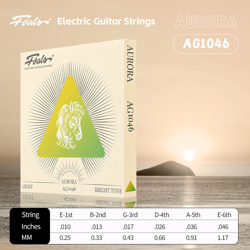 FOALS AURORA Series Coated Electric Guitar Strings | Multi-Layer Nano Coating, Anti-Rust Protection | 9-42 / 10-46