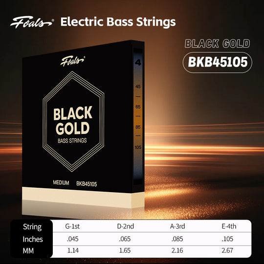 FOALS Black Gold Series Electric Bass Strings | Nickel Alloy Wound, 4 & 5 String Sets