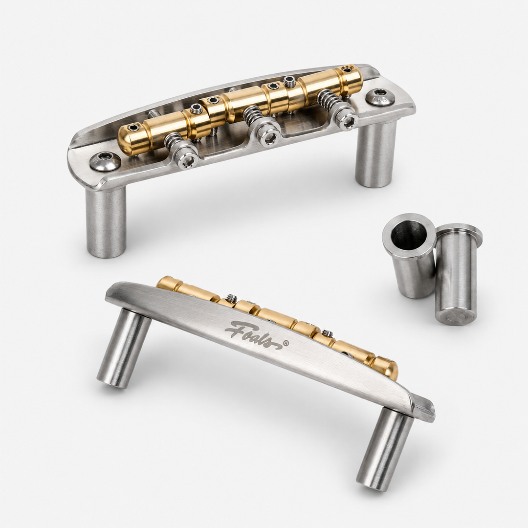 FOALS F4 Offset Guitar Bridge – Solid Brass Construction with Precision-Compensated Saddles for Enhanced Stability & Intonation